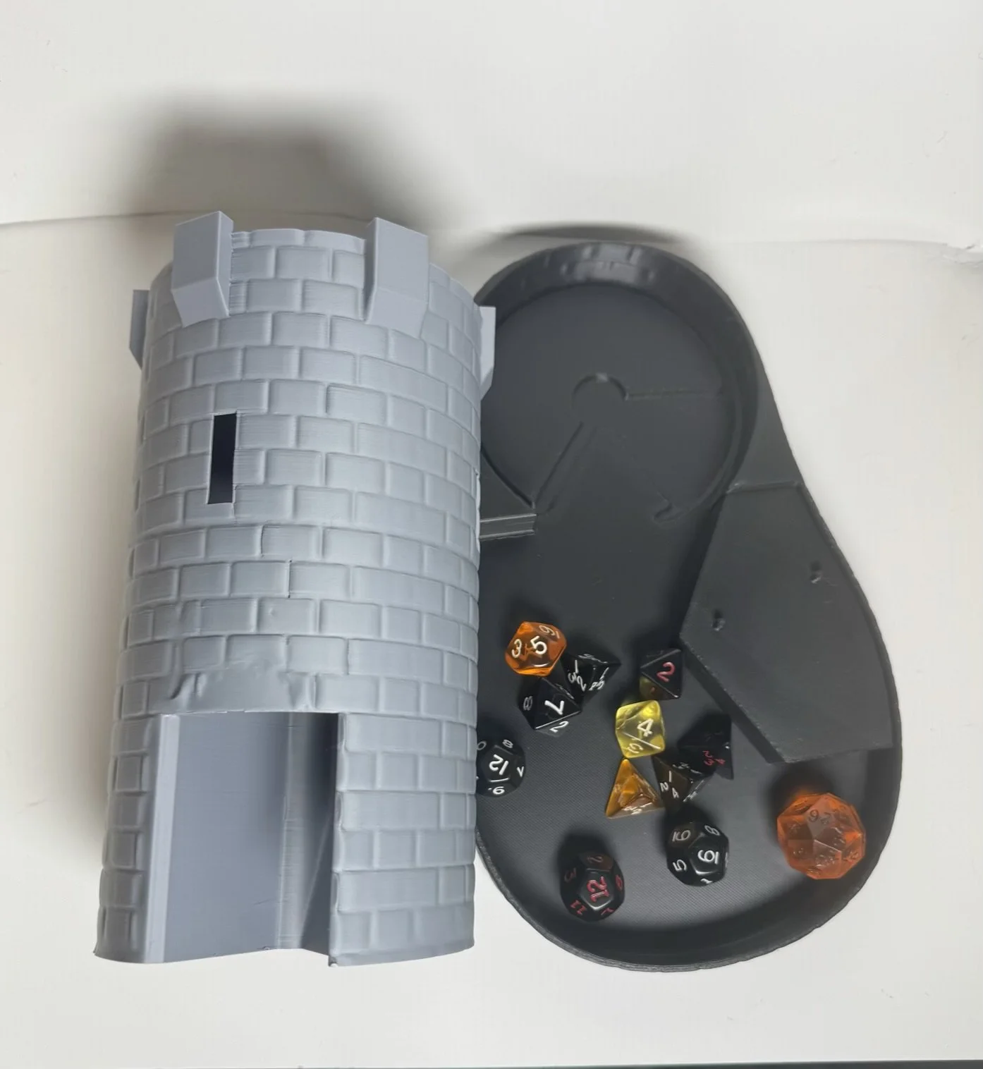 Dice tower and Base in two tones Separated to show it can be made more mobile