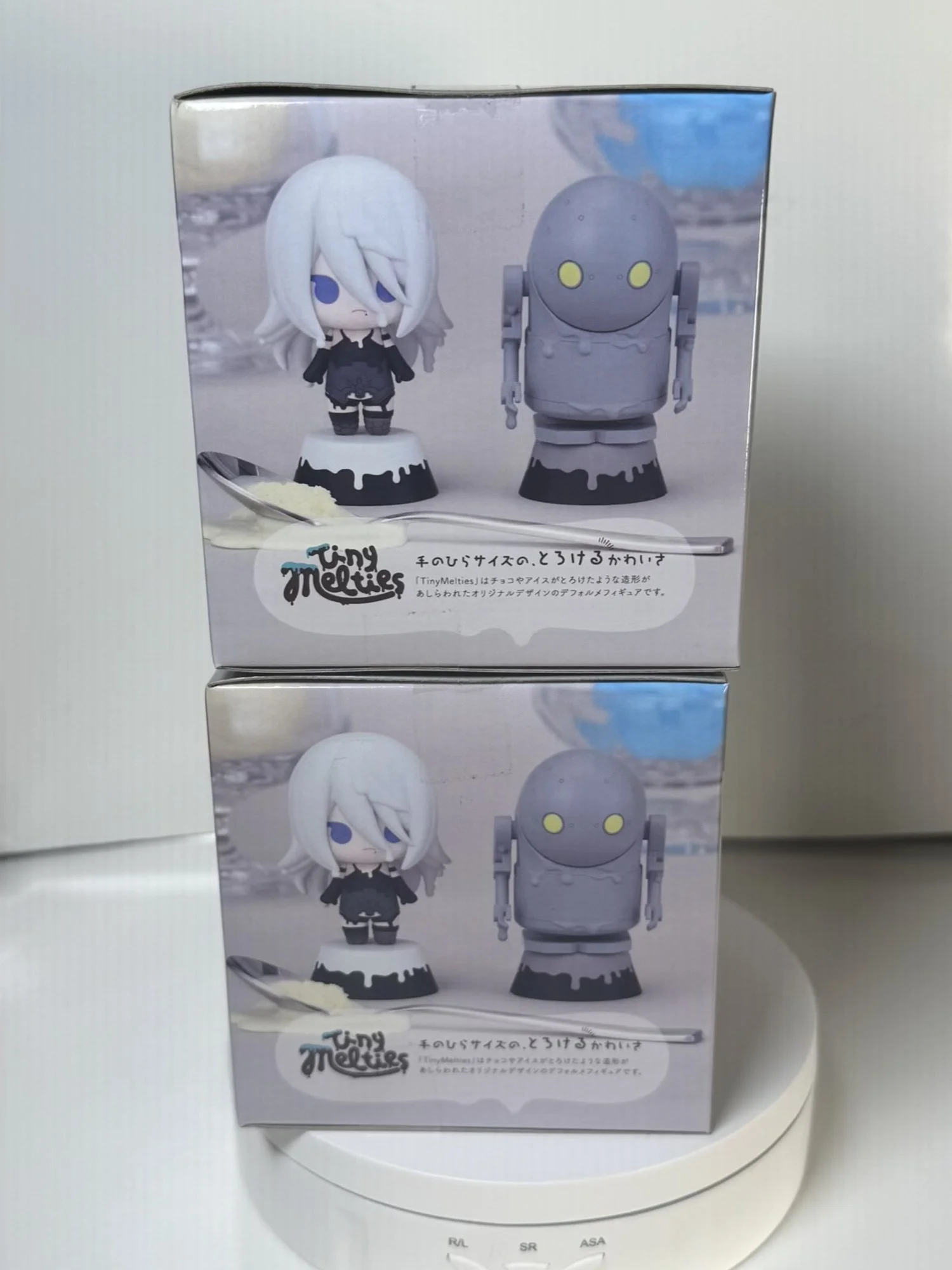 NieR:Automata Ver1.1a Tiny Melties Mini Figure Vol. 2 EX A2 and Machine Lifeform set of 2 Side of box