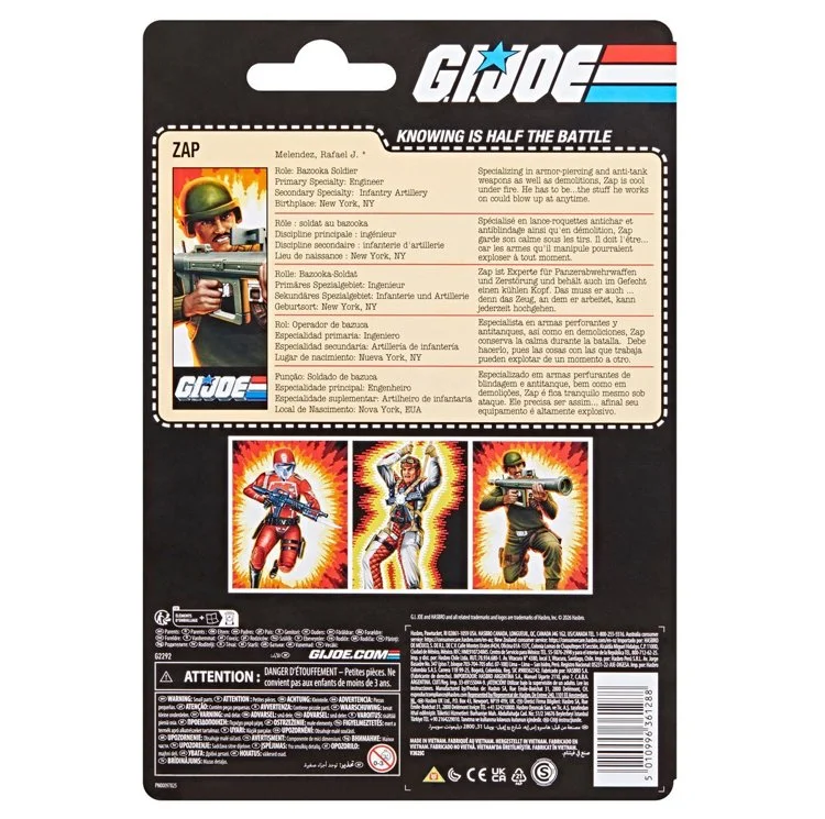 G.I. Joe Classified Series Retro Cardback Rafael Zap Melendez 6-Inch Action Figure Back of card
