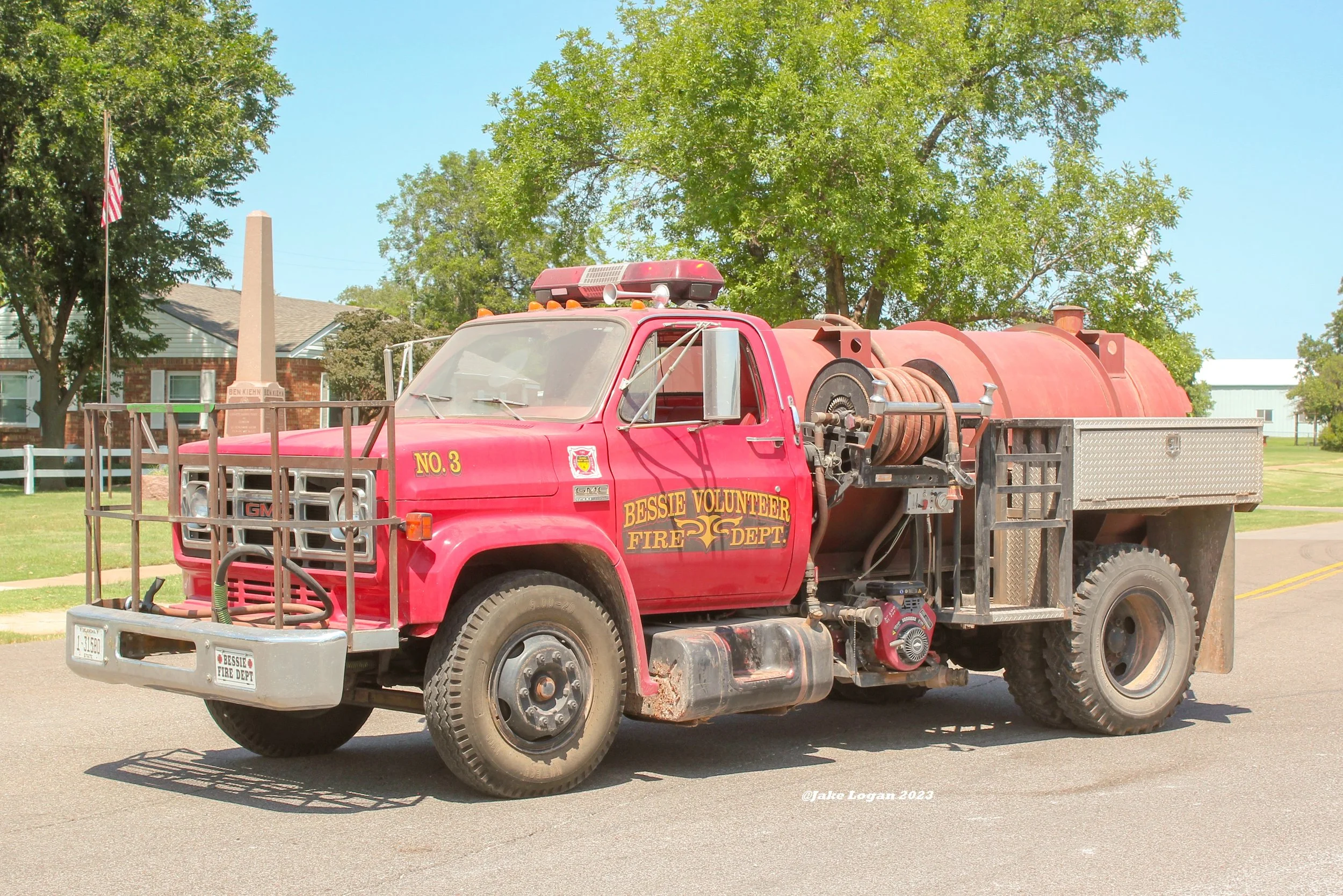 Brush Pumper 3 - 1975 GMC 6500/1992 BFD - 150 Hale/1000 Tank - Gas/Manual 
 
 
One of the last remaining pieces of the original rural fire department, Unit 3 or now Brush Pumper 3 was built all in house by department members. It is also equipped with