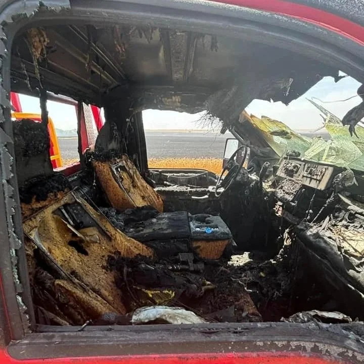 First out for grass fires at the time, this truck was totaled in 2024 when embers from a fast moving wheat field fire found their way into the cab and burned this truck from the inside out. Both firefighters were able to escape without injuries.