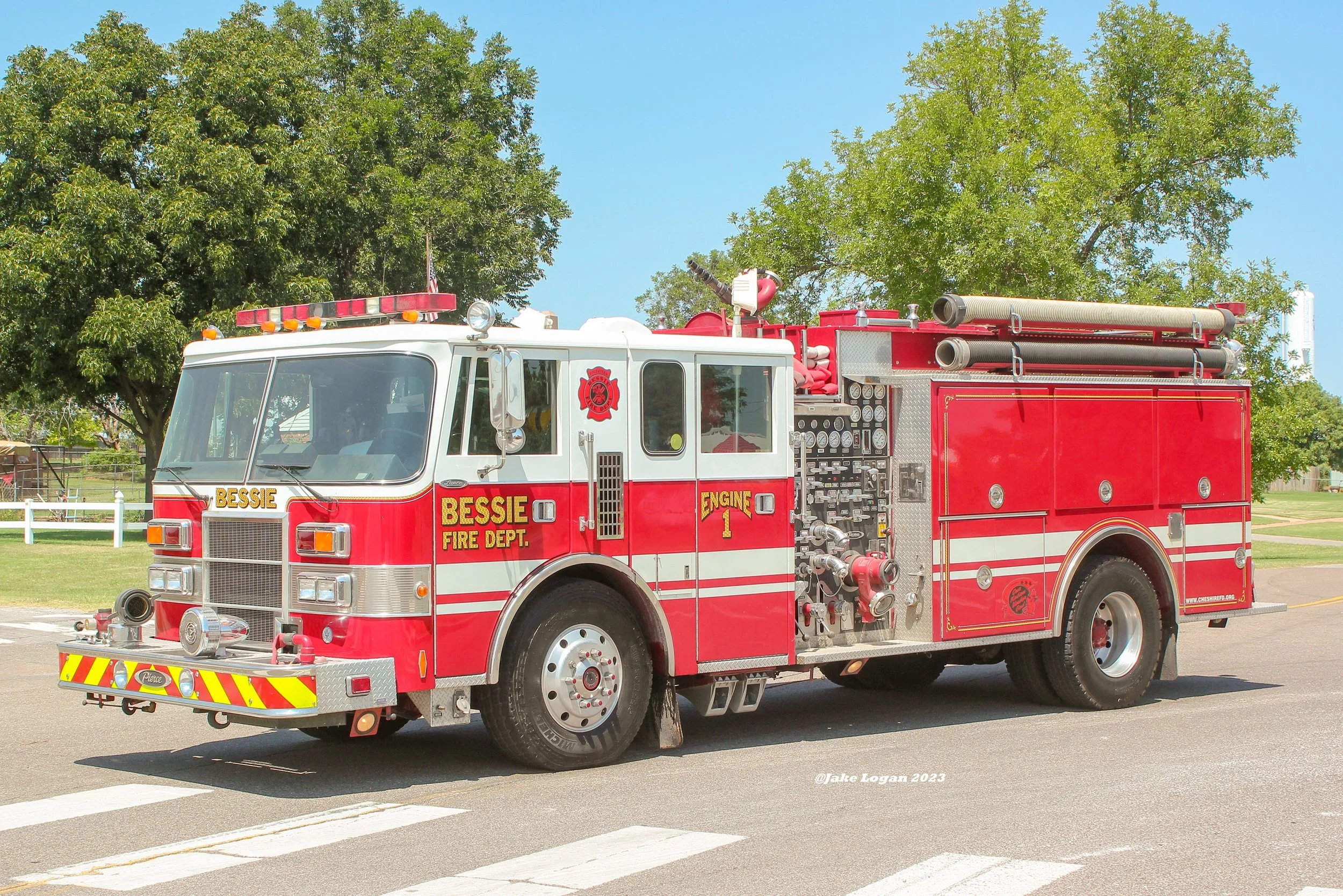 Engine 1 - 1992 Pierce Lance, Job #E6808 - 1500 Waterous/1000 Tank - Diesel/Auto - ex-Cheshire, CT 
 
 
This engine originally served as Engine 4 in Cheshire, Connecticut. Bessie took ownership if this engine in 2020, retiring their 1970s Ford/Boardm