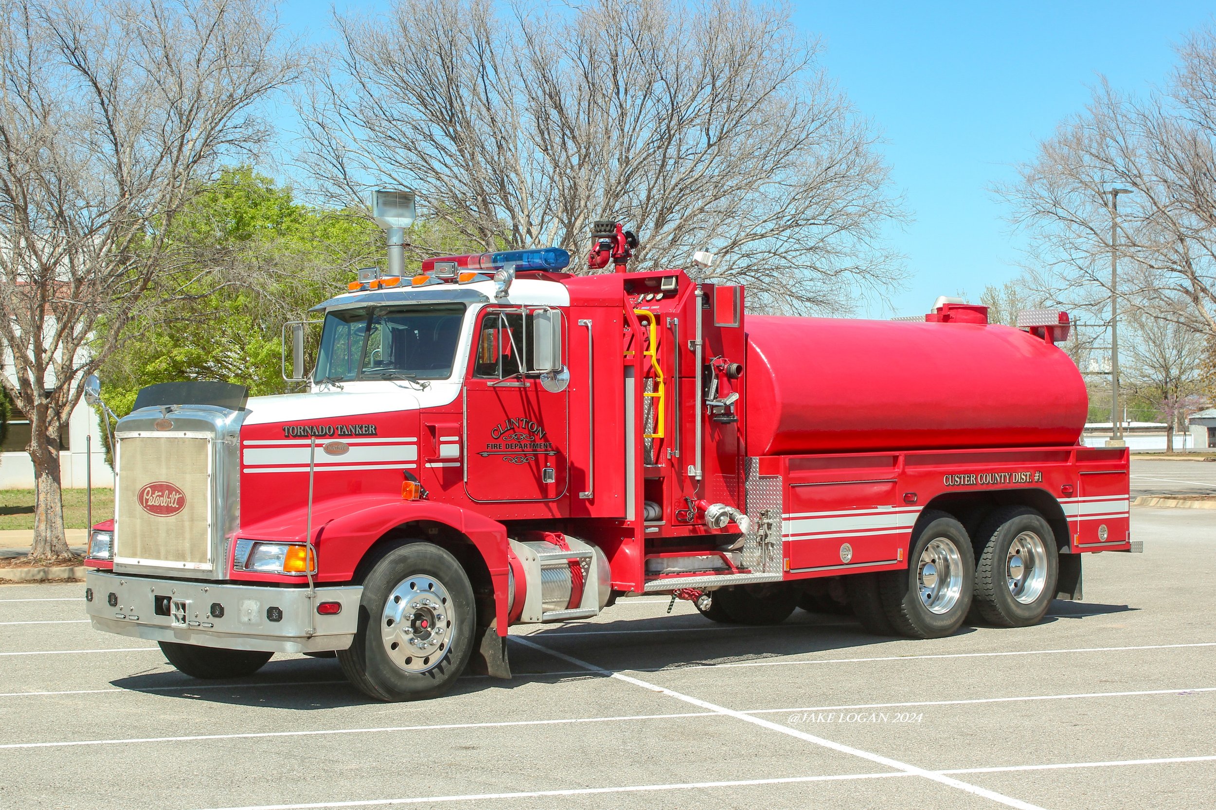 Tanker - 1996 Peterbilt/2002 Blanchat - 500 Waterous/3000 Tank - Diesel/Manual
 
 
The departments tanker, nicknamed "Tornado Tanker" after the schools mascot, responds with Engine 3 to rural structure fires and is brought to grass fires by volunteer