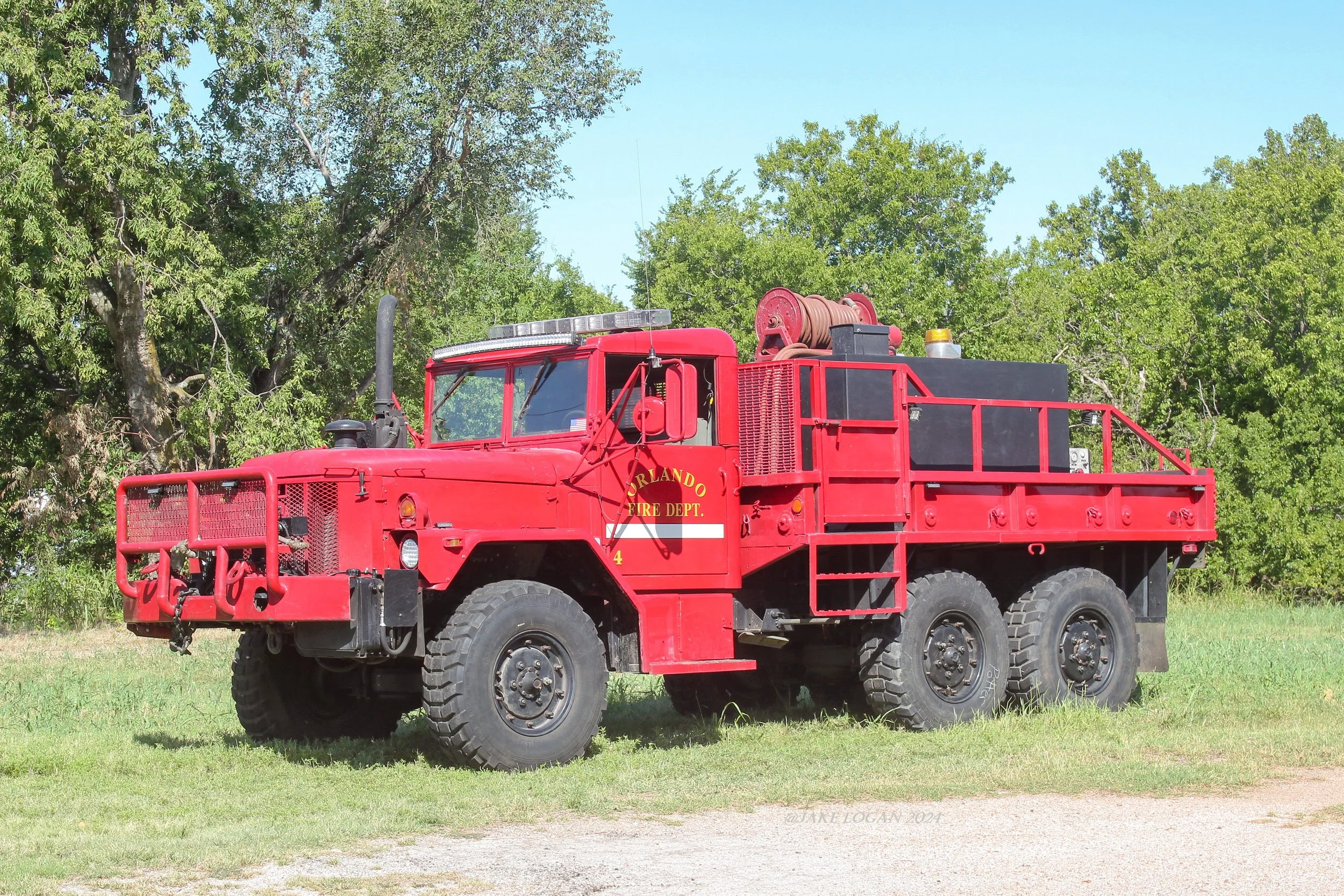 Orlando 4 - 1978 AM General/2011 OFD - 200 Hale/800 Tank - Diesel/Auto
 
 
The department obtained this truck in 2011. Built in house, this truck ran its original outfit until 2018 when it received a lighting upgrade and had ground sweeps placed on t