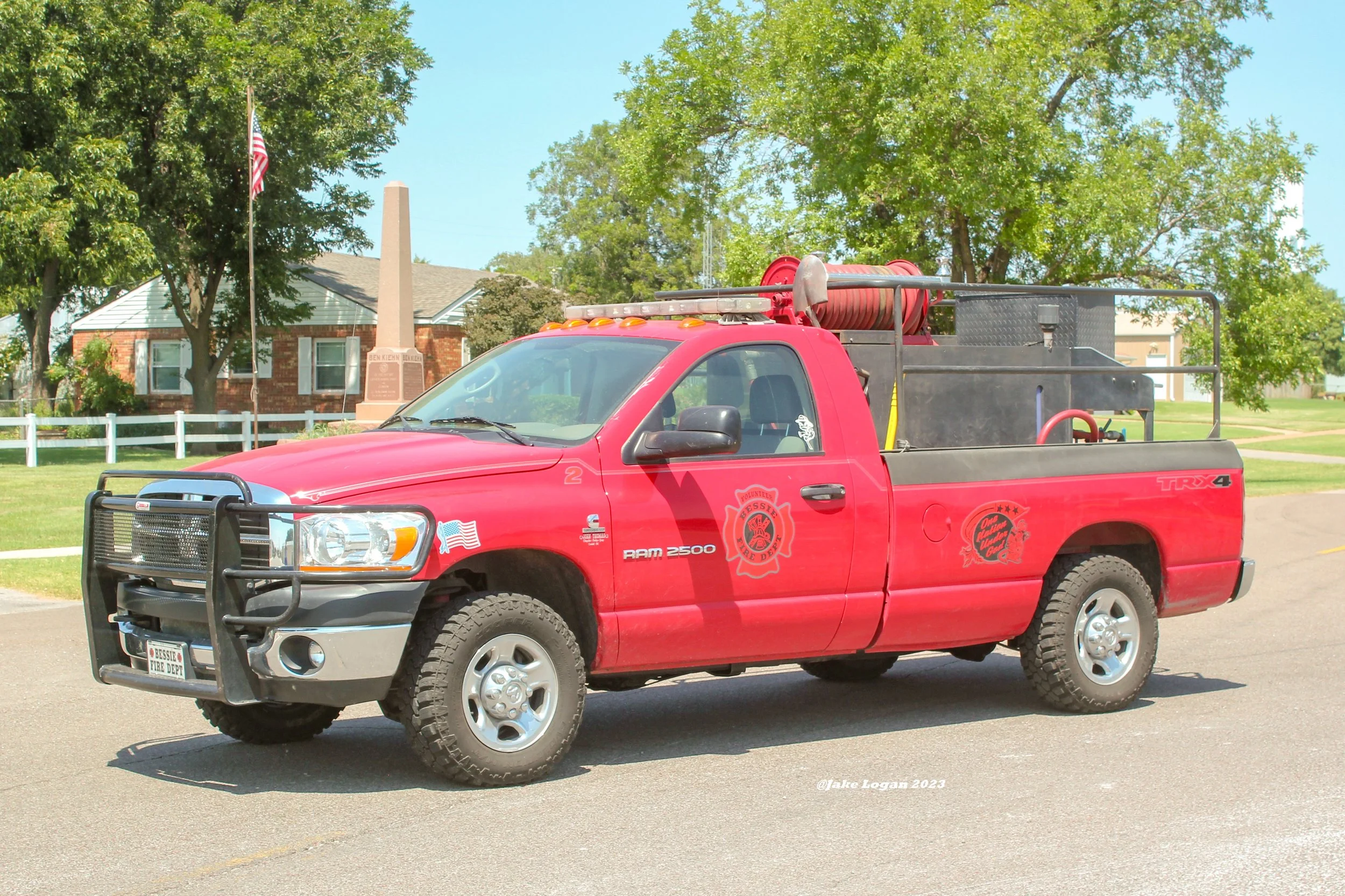Brush Pumper 2 - 2006 Ram 2500/BFD - 150 Hale/400 Tank - Diesel/Auto 
 
 
Brush Pumper 2 originally had a 300 gallon tank, but was recently upgraded with a 400 gallon skid unit from Bullseye Fabrication in Pauls Valley.