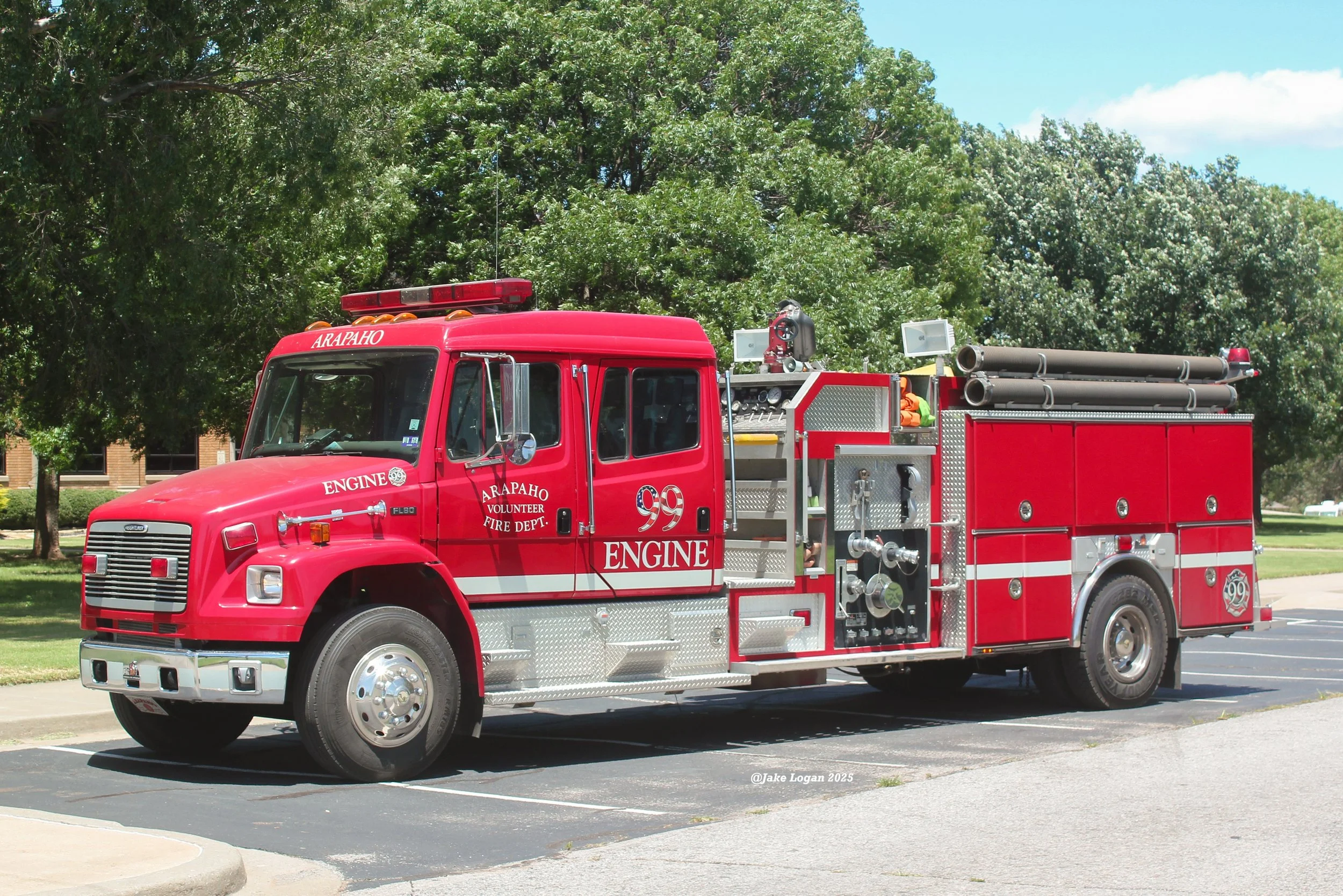 Engine 99 - 1999 Freightliner/Ferrara, H-1402 - 1500 Darley/1000 Tank - Diesel/Auto - ex-Boothsville, WV
 
 
Engine 99 is first out for all structure fires at the department. Purchased in 2016, this truck formerly served Boothsville, West Virginia.