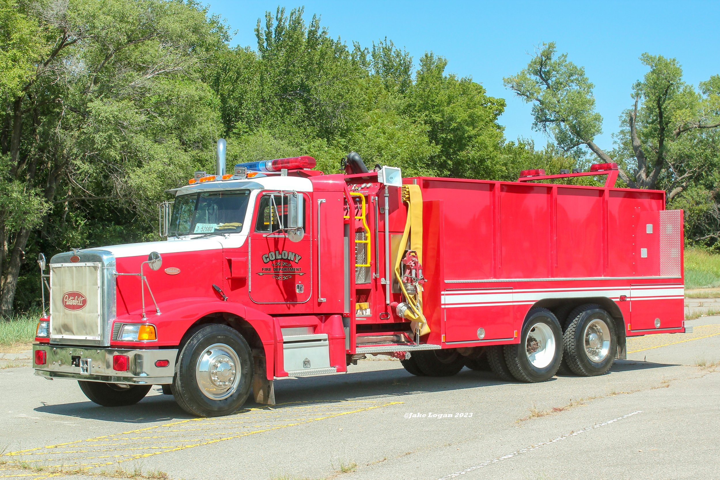 Pumper-Tanker 1 - 1995 Peterbilt/Blanchat B-76 Gunfighter - 1250 Waterous/3000 Tank - Diesel/Manual
 
 
A former over-the-road semi, this fire truck has over 580,000 miles on it!
