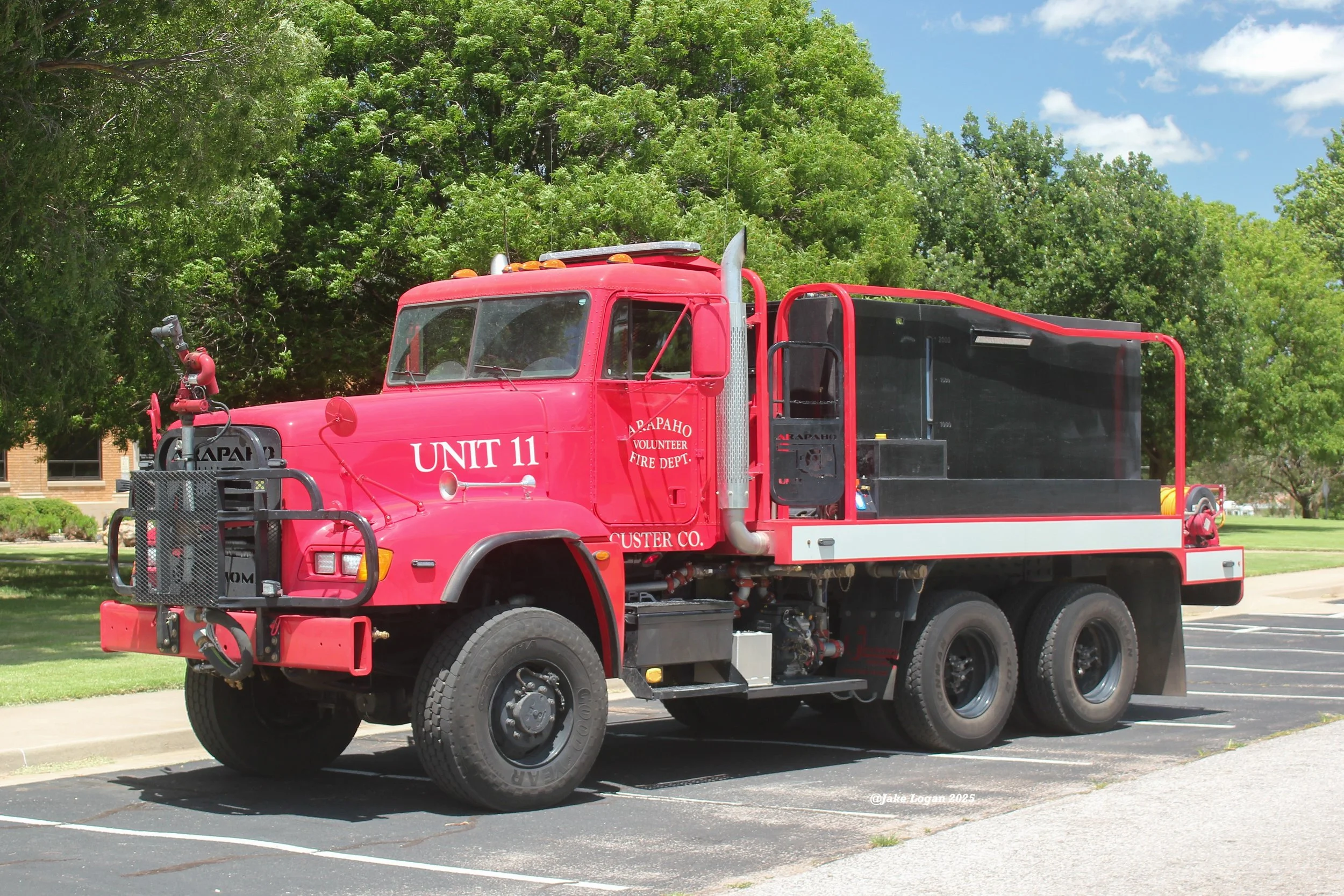 Unit 11 - 2009 Freightliner/2023 J&J - 200 Hale/2000 Tank - Diesel/Auto
 
 
Unit 11 is first out for most grass fires at the department. Built in 2023, the cab and chassis used to be the tractor for the departments former tractor-trailer tanker.