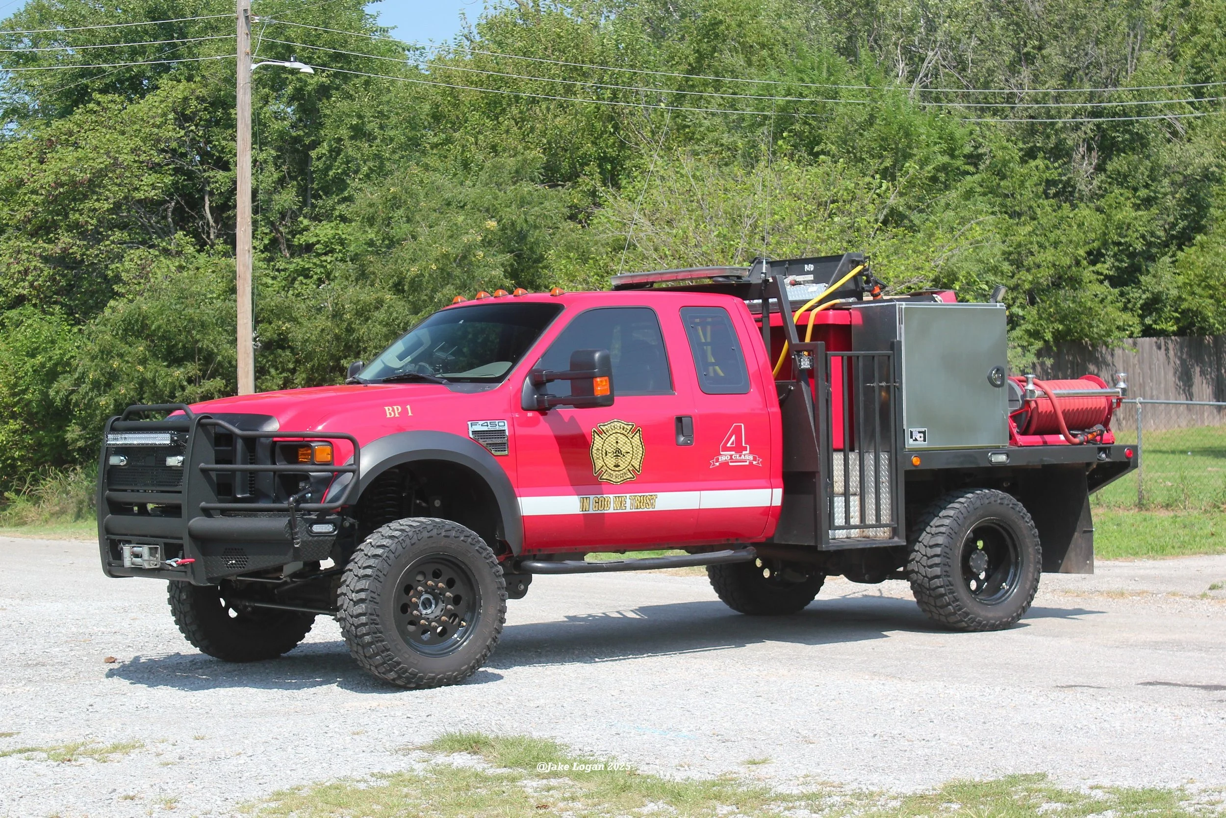 Brush Pumper 1 - 2010 Ford F450/2009 M&M/2010 RFD - 150 CET/400 Tank - Diesel/Auto
 
 
Brush Pumper 1 is first out for all grass fires and medical calls. The bed to this truck was taken off of a former Deer Creek (Edmond) truck that was totaled in a 