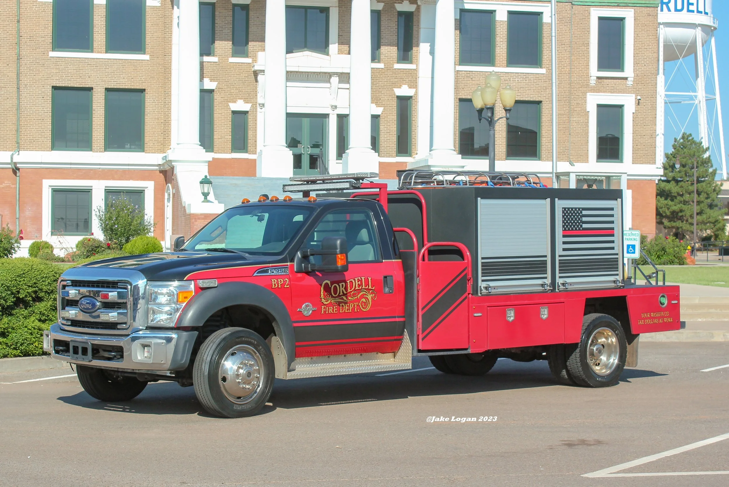 Brush Pumper 2 - 2014 Ford F450/CFD - 125 Darley/500 Tank - Diesel/Auto
 
 
Brush Pumper 2 began its life as an ambulance in Missouri. The department purchased the cab & chassis for $7500 and converted it to a brush pumper. BP2 also carries the depar