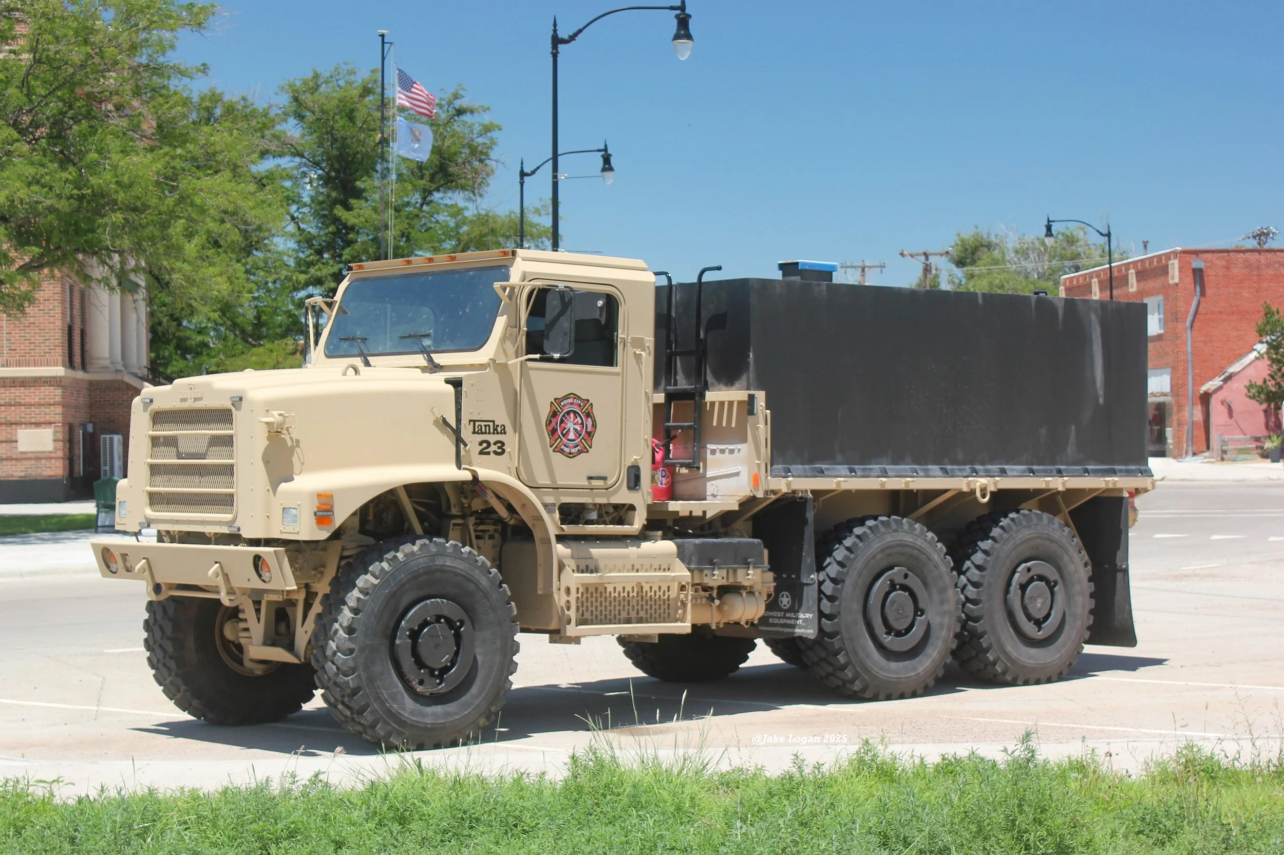 Tanker 23 - 2007 OshKosh/2024 BCFD - 200 CET/3000 Tank - Diesel/Auto
 
 
The newest addition to the department, Tanker 23 was built in house. While the truck does squat quite a bit, the water weight it carries is well within the trucks capacity.