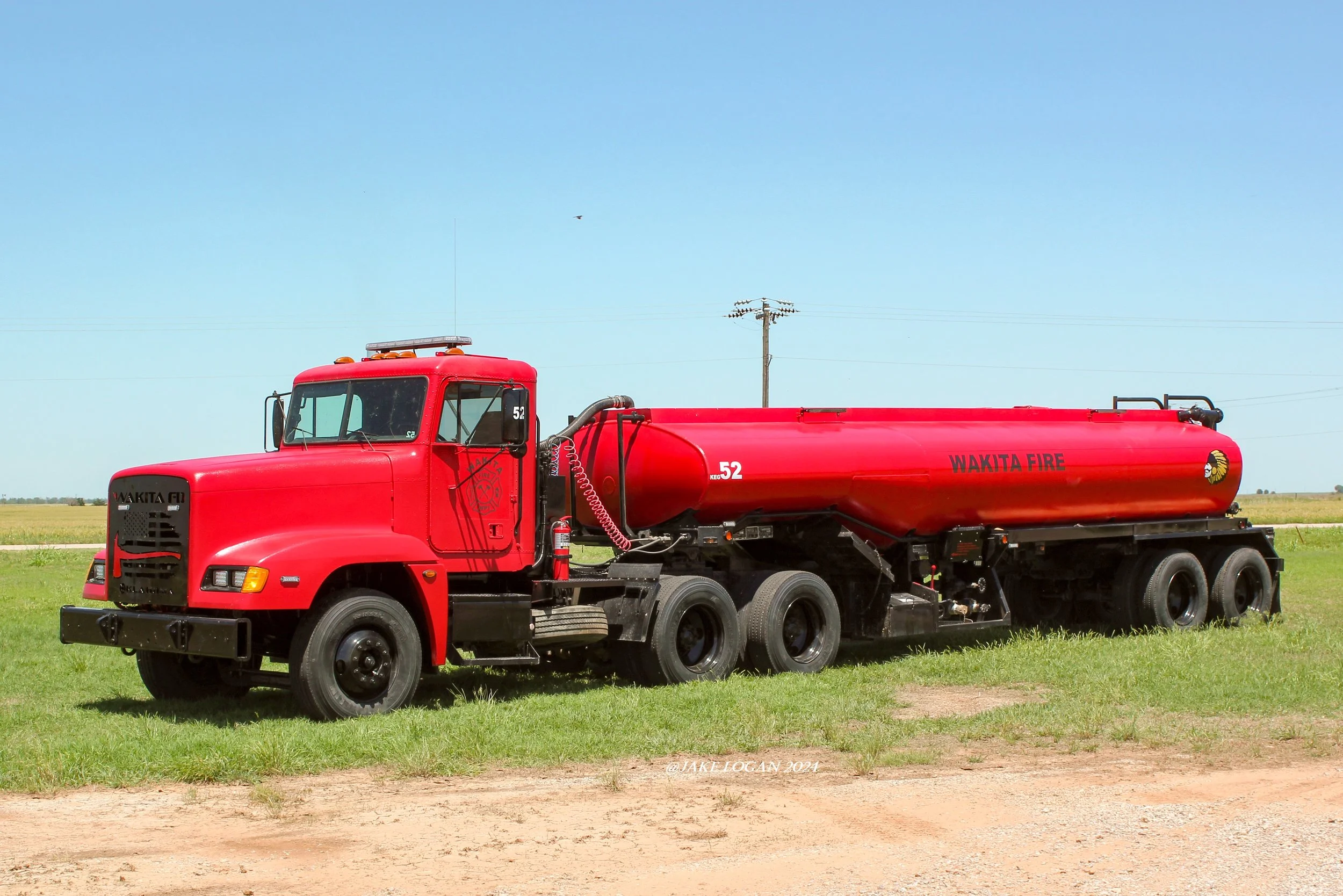 Tanker 52 - 2007 Freightliner/2022 J&J - 500 Gorman/5000 Tank - Diesel/Auto
 
 
This large tanker was mainly built by J&J Custom Fire with stickering and minor additions such as a pony pump for static water drafting added by department members. The l