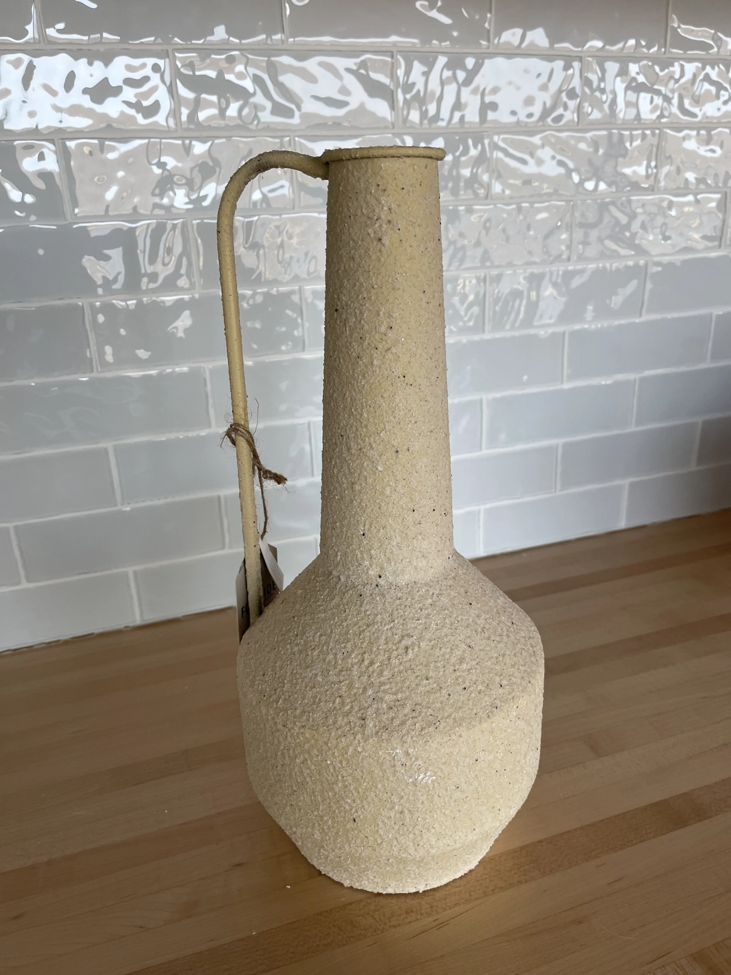 Sonia Textured Pitcher Vase Beige with Handle
