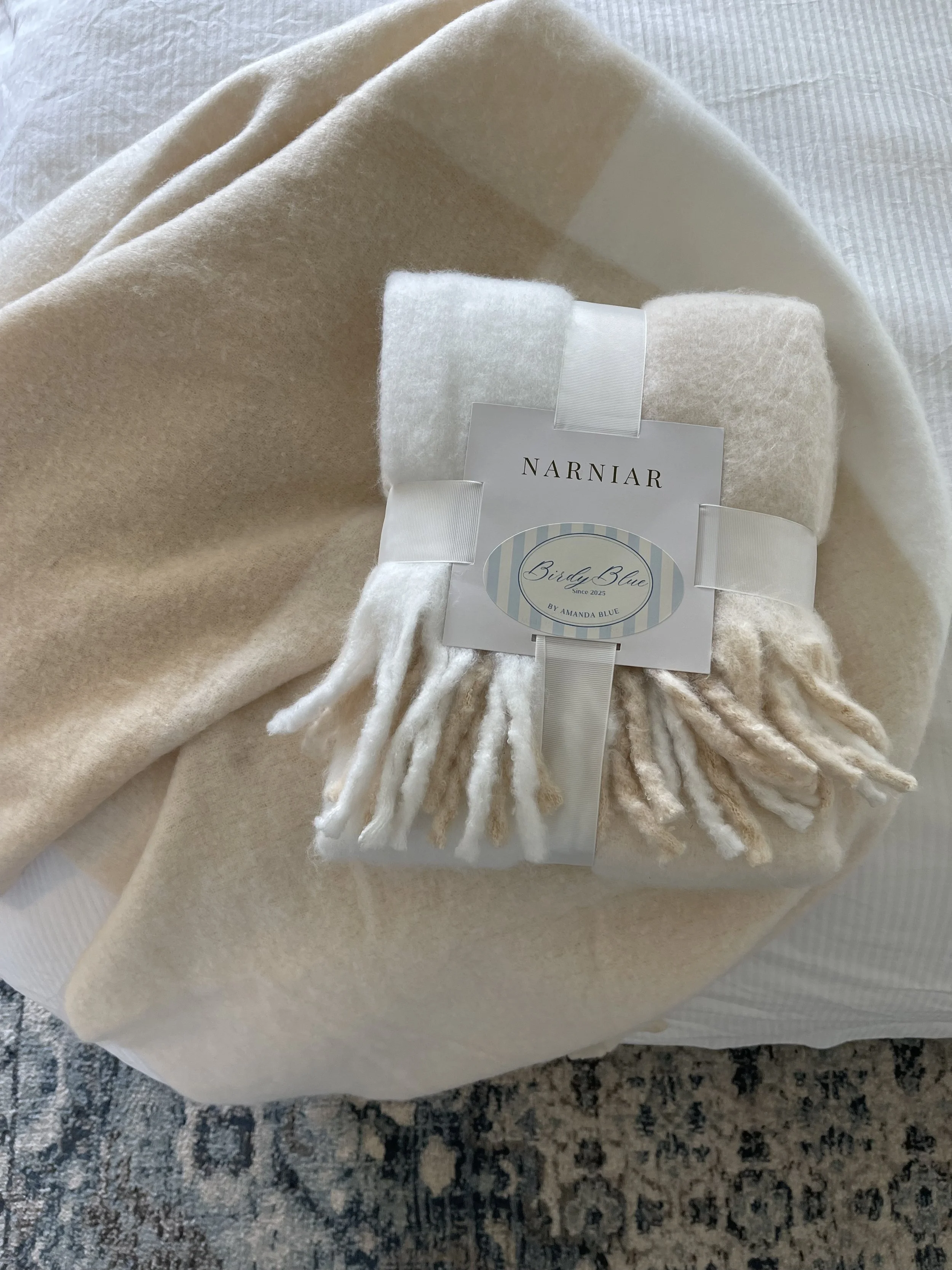 Gloria Cream Plaid Throw Blanket