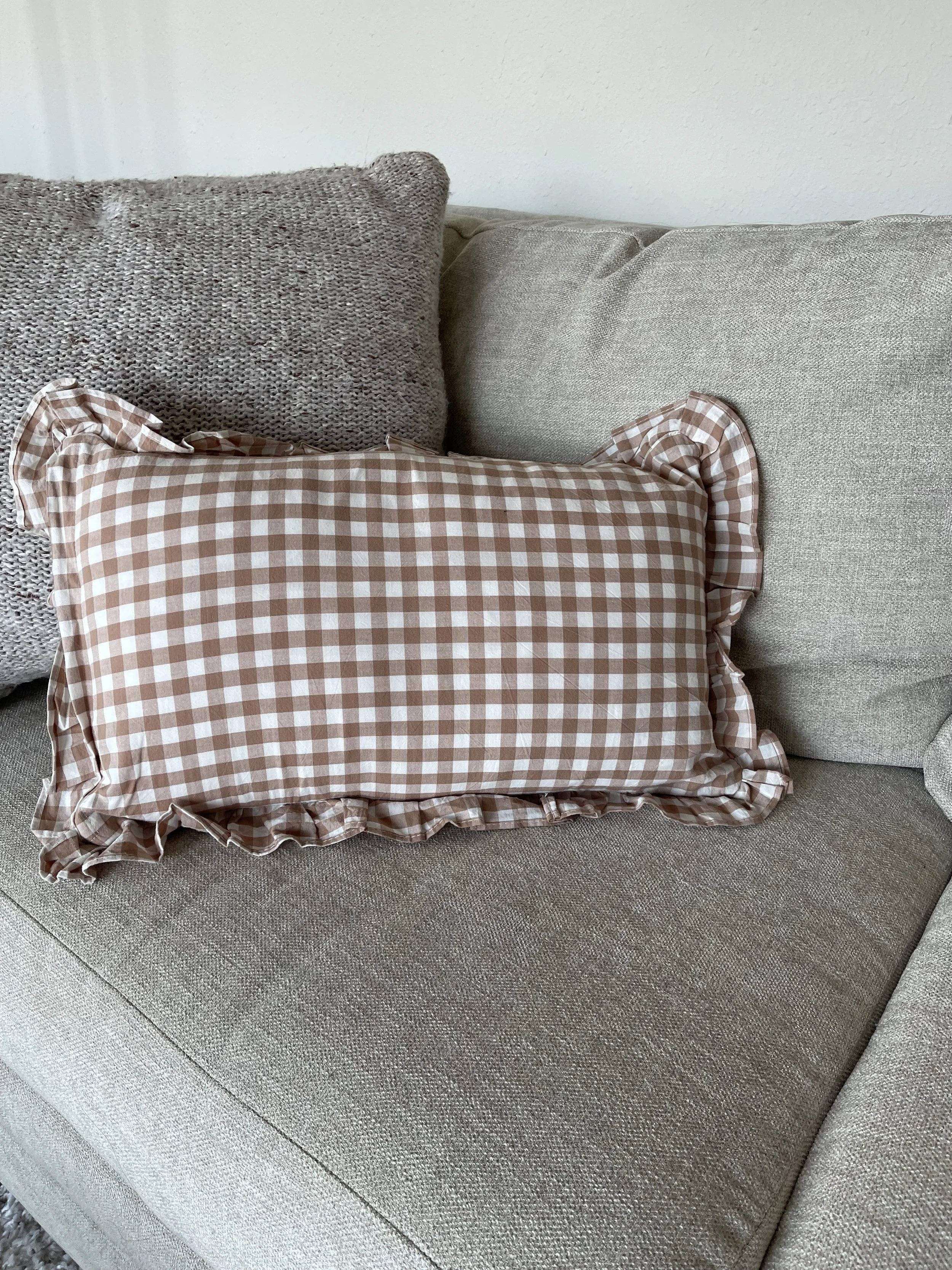 The Perfect Brown Gingham Lumbar Throw Pillow