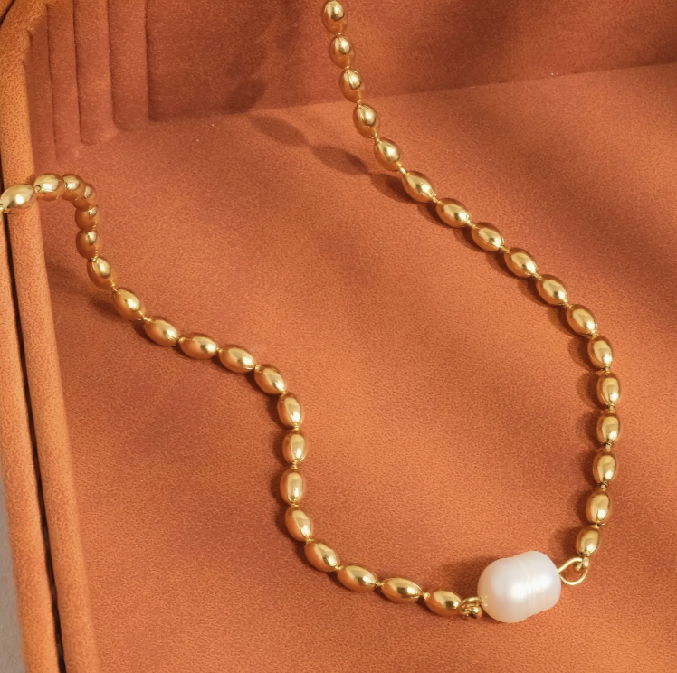 Katherine Pearl Ball Chain Necklace