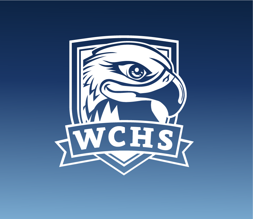 A white eagle logo with the letters 'WCHS' on a blue gradient background.