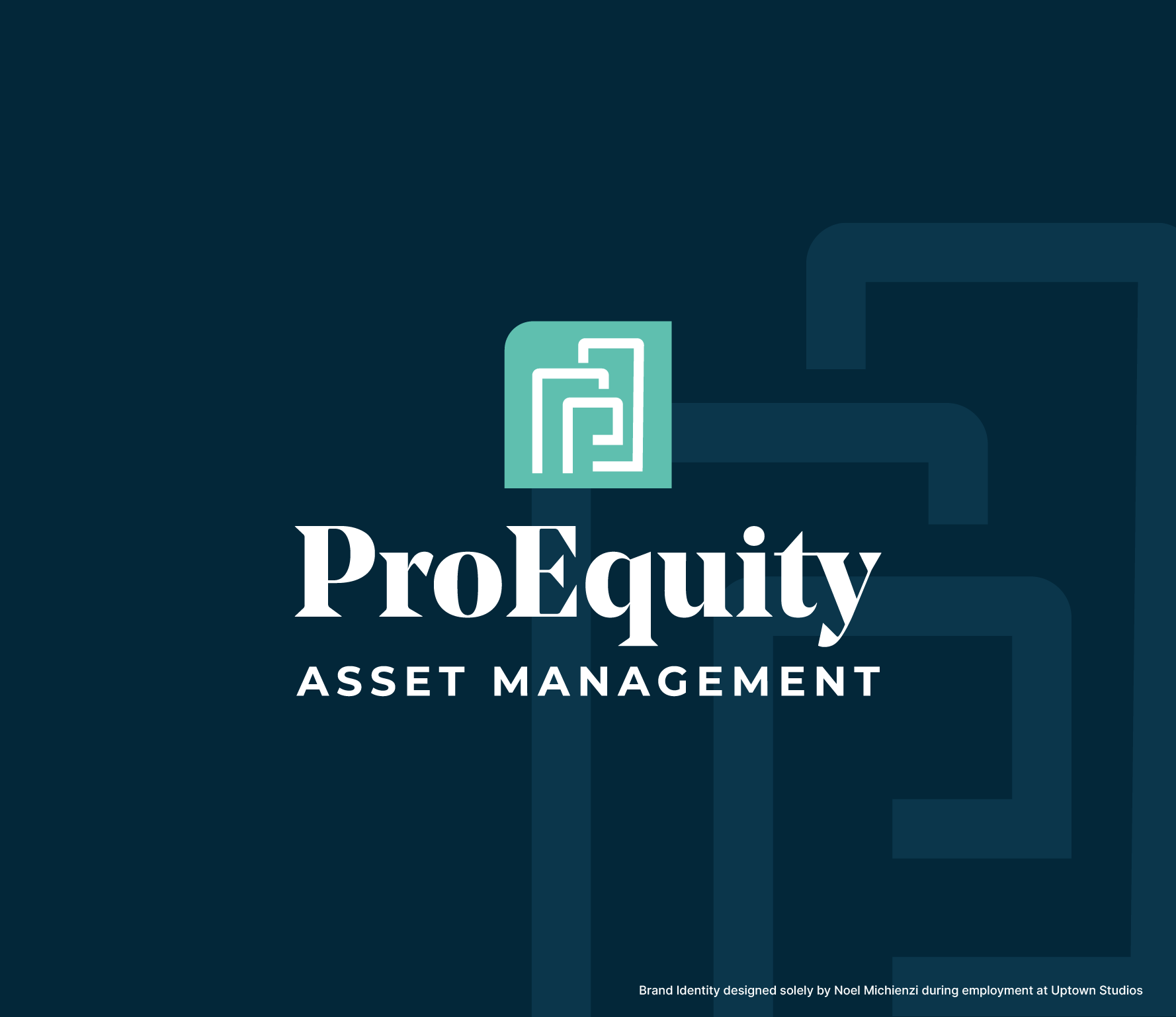 Brand logo with geometric design and text 'ProEquity Asset Management'.