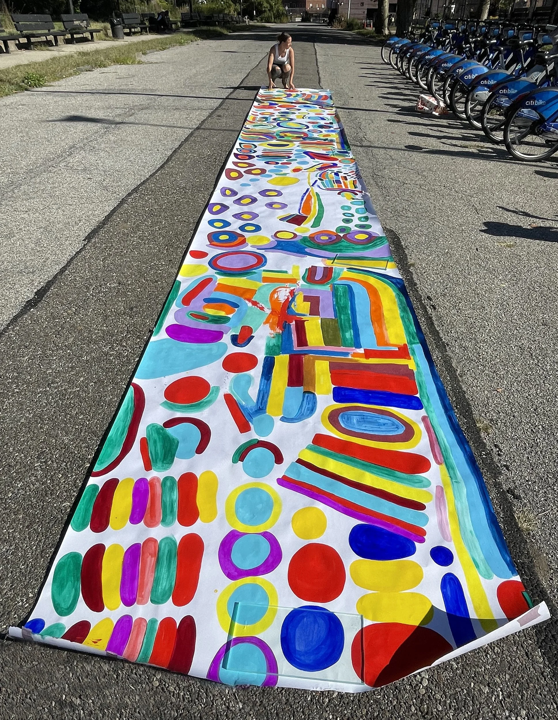 unscroll in Coffey Park, Red Hook | acrylic on 90lb drawing paper, 36 ft