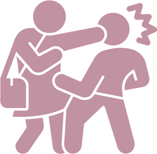 A stick figure woman hitting a stick figure man in the head.