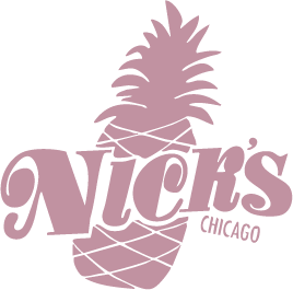 Logo of Nicks Chicago featuring a stylized purple pineapple and the text 'Nicks Chicago' in purple.