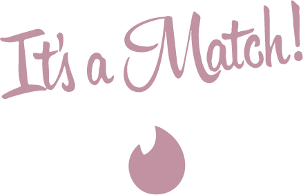 Graphic text says 'It's a Match!' with a pink heart underneath.