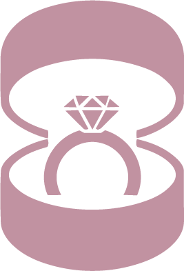 A diamond inside an open ring box.