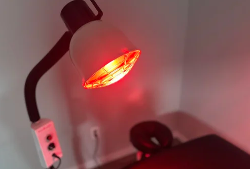 Infrared red light therapy in process turned on