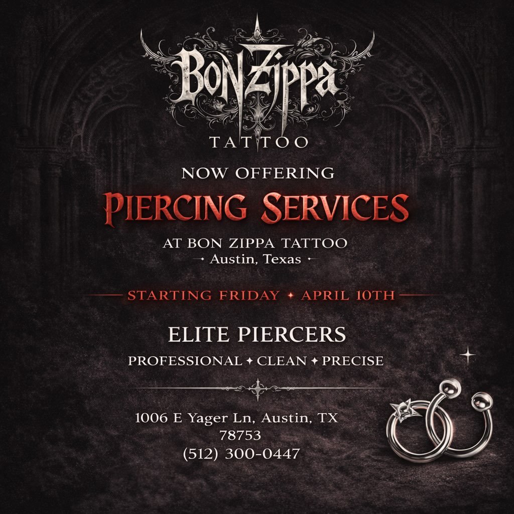 Bon Zippa is now offering professional piercing services! 🔥Clean. Safe. Done by experienced artists who care about your style and your safety.

Come through and add a little extra edge to your look 💎Walk-ins welcome!

📍 Bon Zippa Tattoo Shop Let&r
