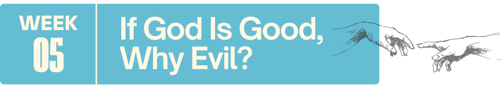 A weekly graphic for week 5 with a motivational quote, featuring a blue background and a drawing of a hand pointing to the right.