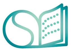 A stylized illustration of the letters 'S' and 'Q' with an open book with dots representing text. This is the logo for Story Quilters.