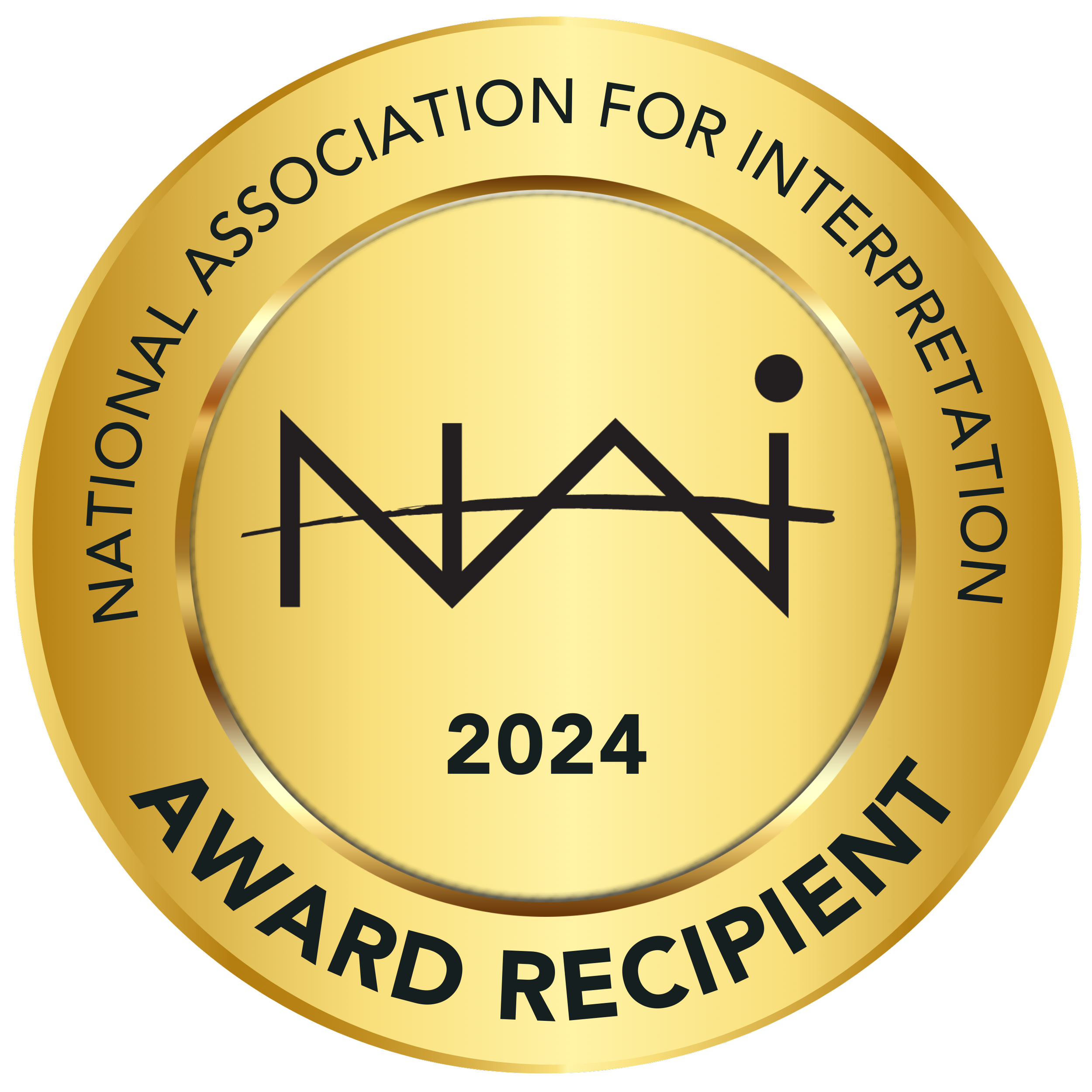 National Association for Interpretation 2024 Award Recipient badge recognizing excellence in interpretive management and professional practice.