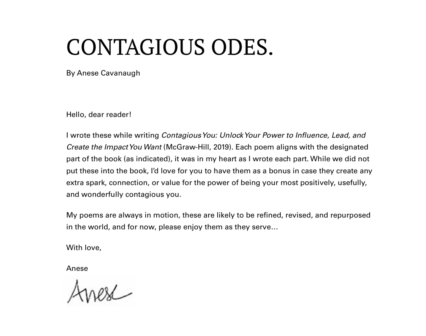 CONTAGIOUS ODES (POEMS ABOUT OUR CONTAGIOUSNESS) (Download Now!)