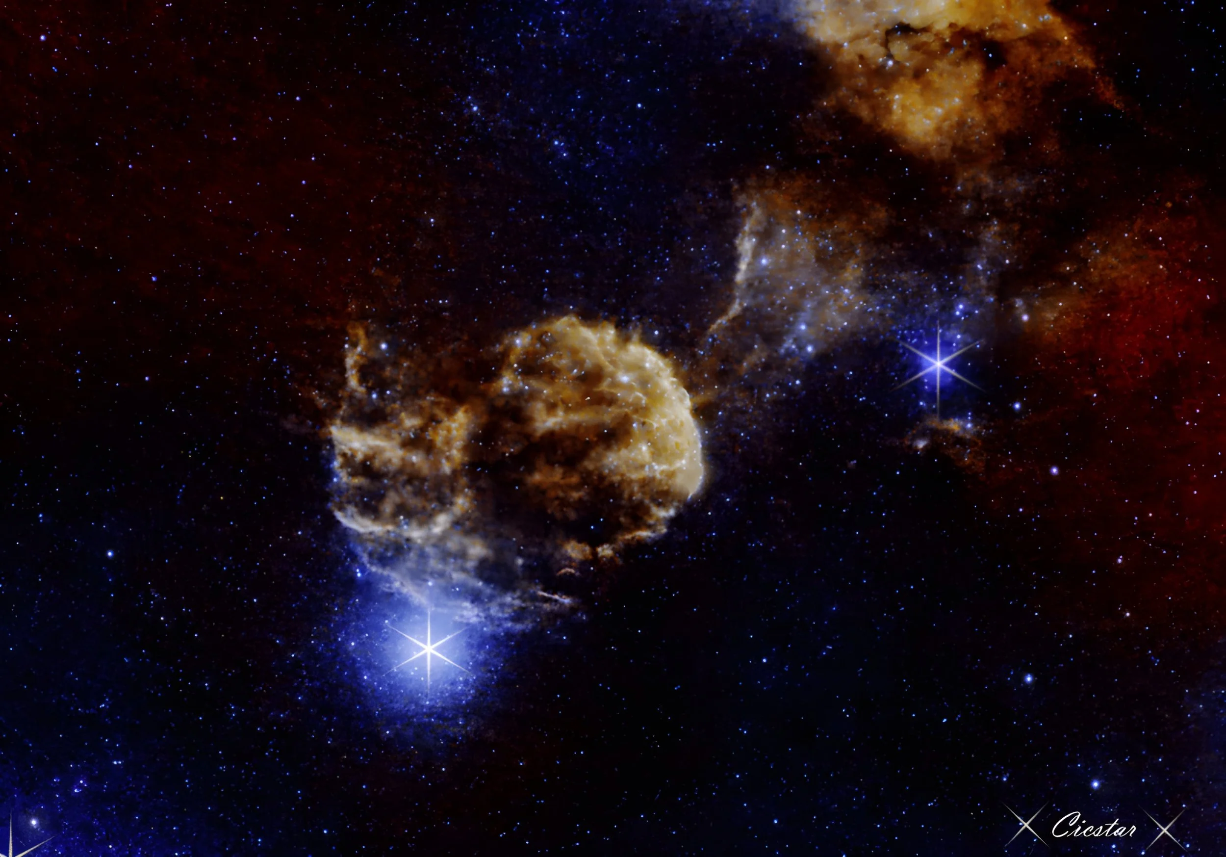 The Jellyfish Nebula (IC 443 / Sharpless 248) SHO - Digital Download