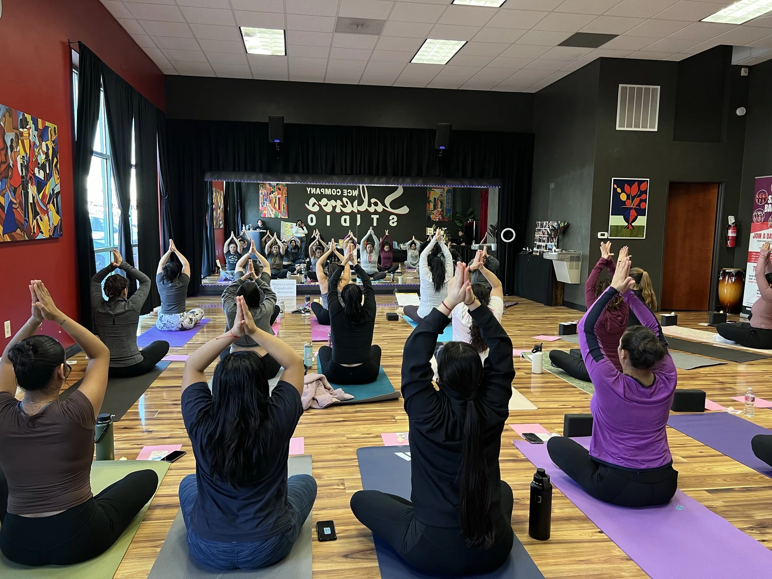 Photo of a Latina yoga instructor during a yoga workshop in Eugene, Oregon