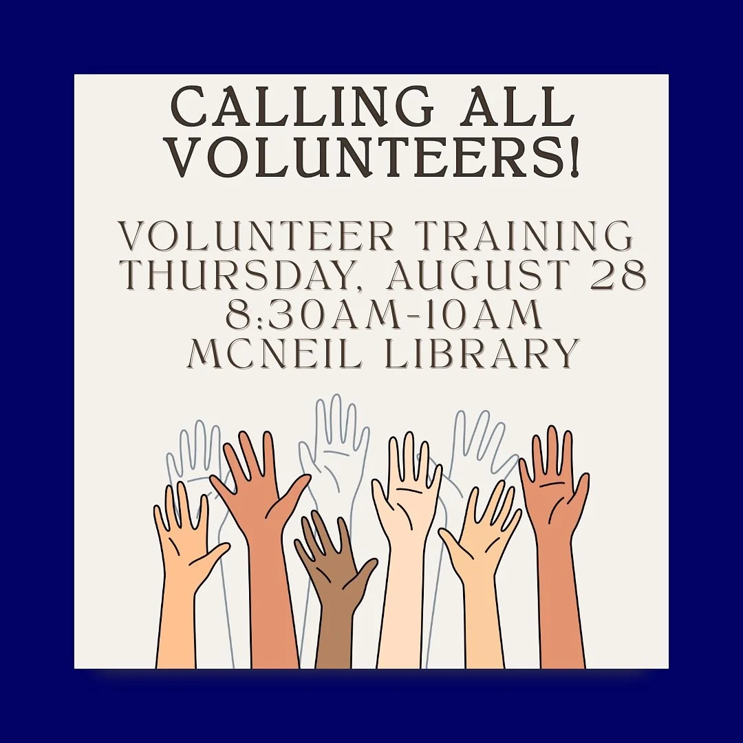 📣 McNeil PTO Volunteer Training
🗓 Thursday, August 28
⏰ 8:30 AM – 10:00 AM
📍 McNeil Library
Join us for our volunteer training! If you’re planning to help this school year, we’d love for you to attend.
👉 Please click the link