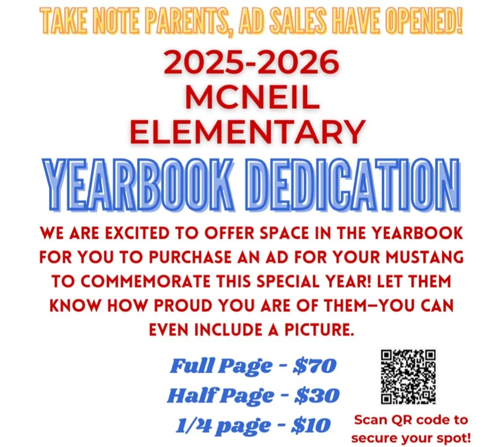 Yearbook Ad Sales are NOW OPEN! π
Make this year extra special by giving your student a personal shoutout in the yearbook. π
Spots are limited—don’t miss your chance to celebrate your Mustang!
π Click the link to purchase your ad tod