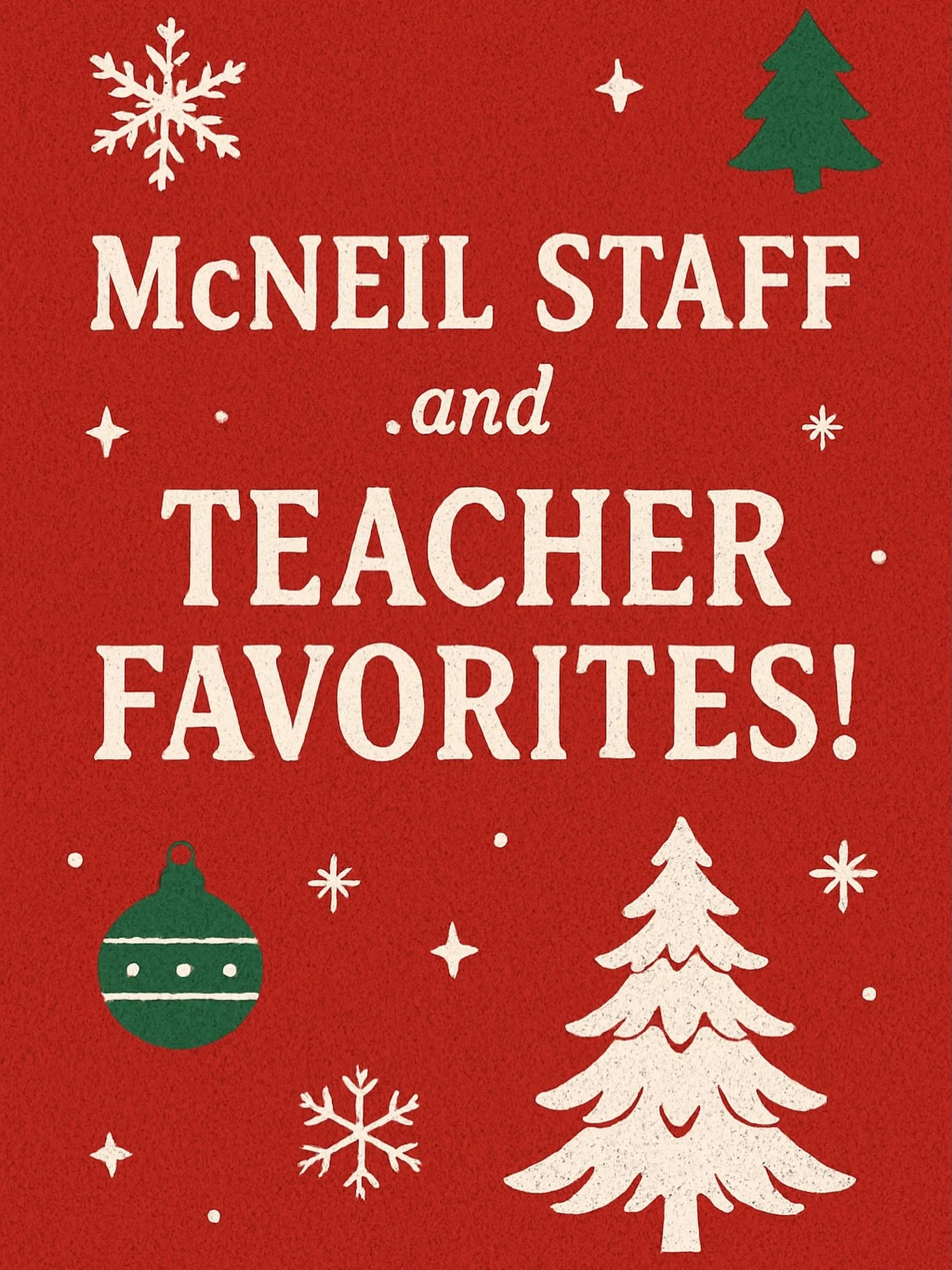 🎄Looking for the perfect holiday gift idea for your kiddo&rsquo;s teacher or our amazing McNeil staff?

🎁 We&rsquo;ve made it easy! Check out the link below to see a few of their favorite things and help make their holiday season a little brighter.