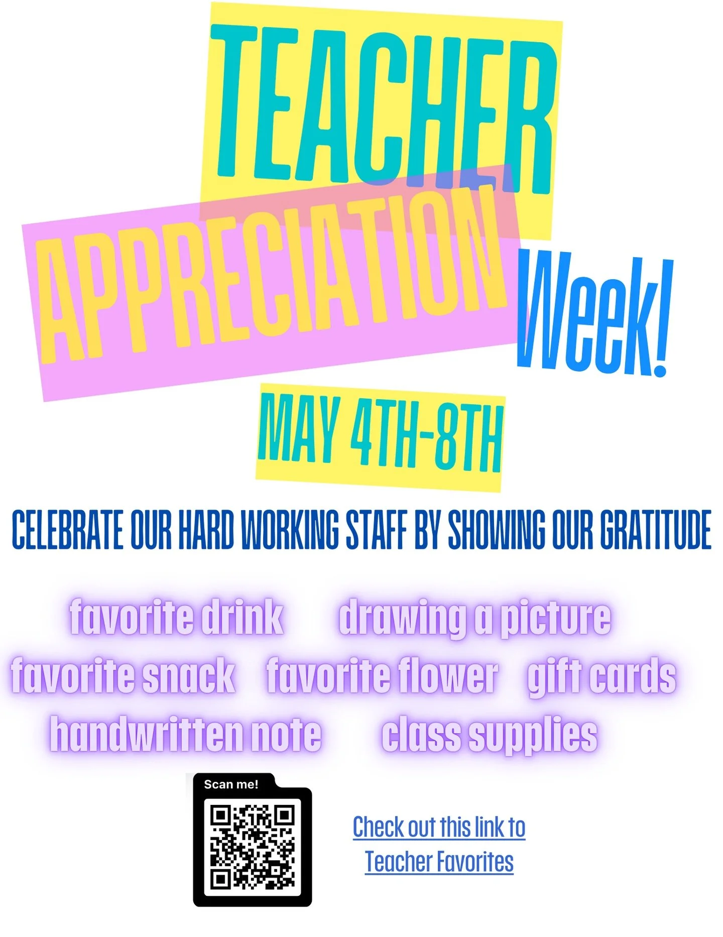 Teacher Appreciation Week is coming up, start preparing now!💙✏️🎁

🔗Favorites: https://link.getqr.com/dYmkCKa