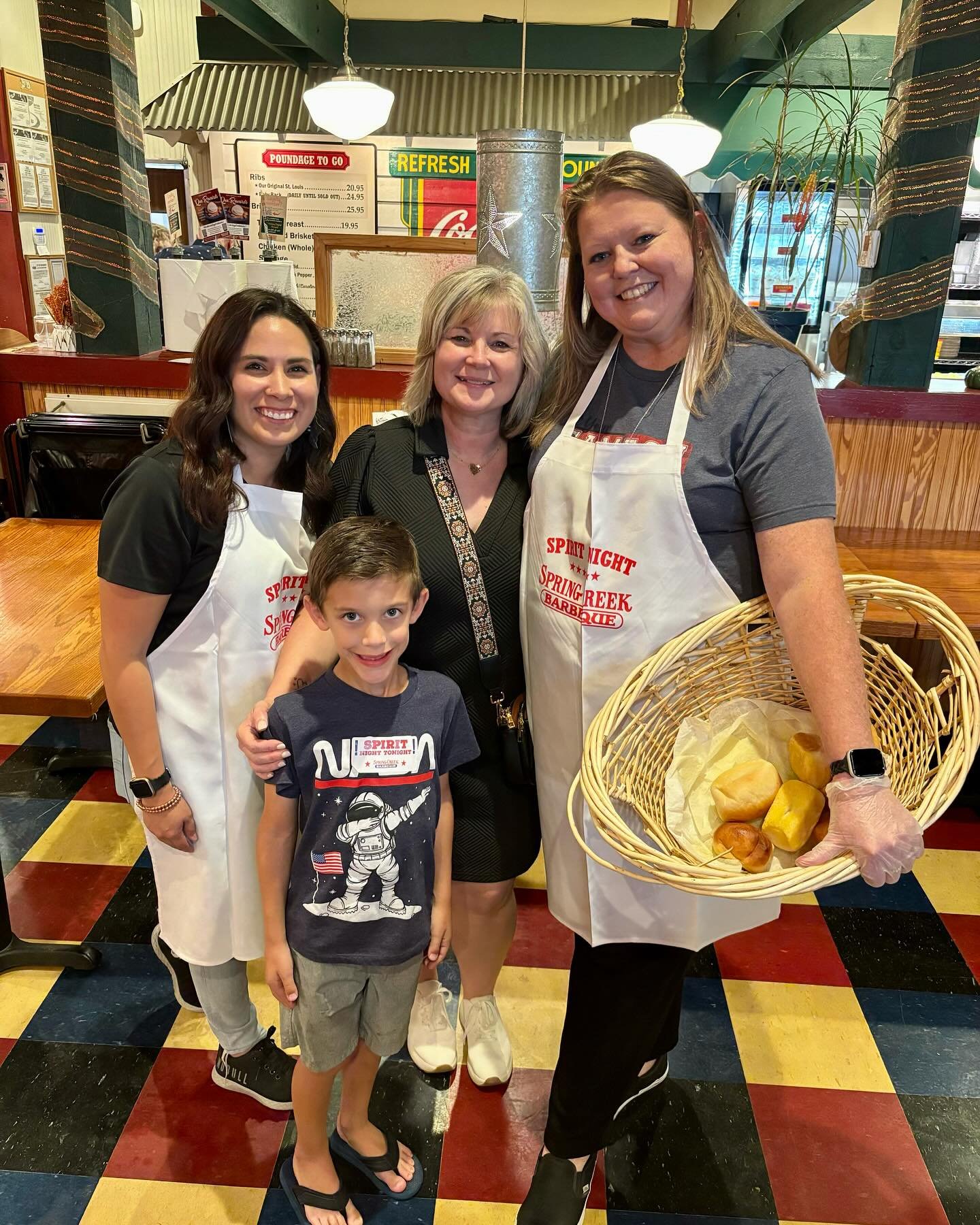Spring Creek Barbeque is always a big hit for Spirit Night - not only is the food great, but the teachers and staff volunteer for a portion of the evening to help serve!