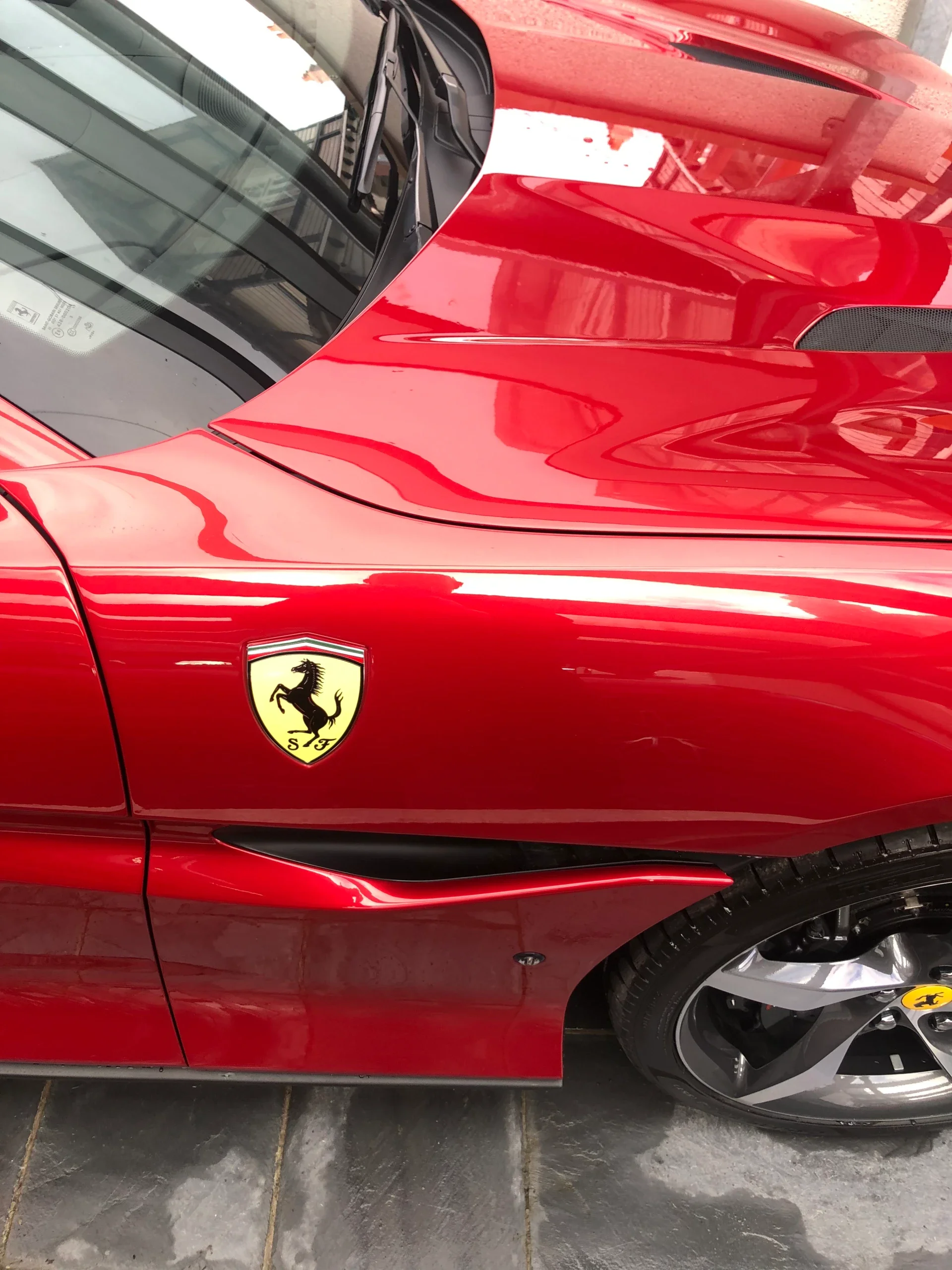 Close-up of Ferrari Portofino after detailing by JCS Valeting in Driffield - premium finish with mobile service