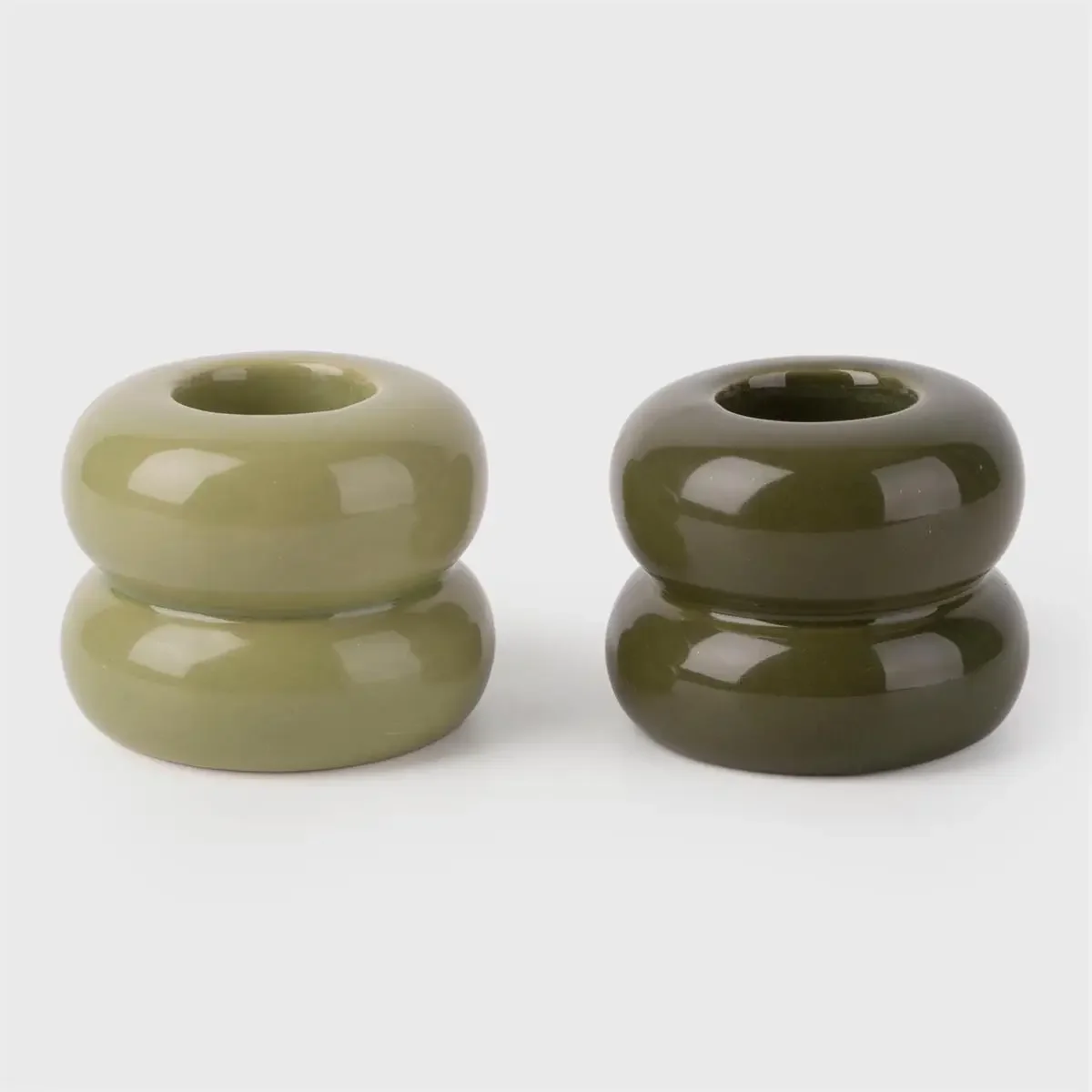 Elegant Ceramic Taper Candle Holder - Olive