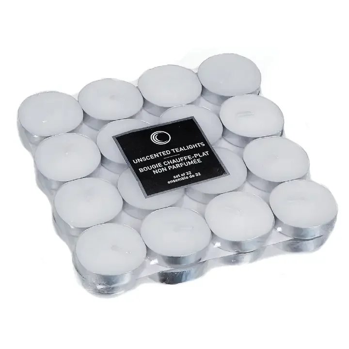32pack Unscented Tea Lights - White