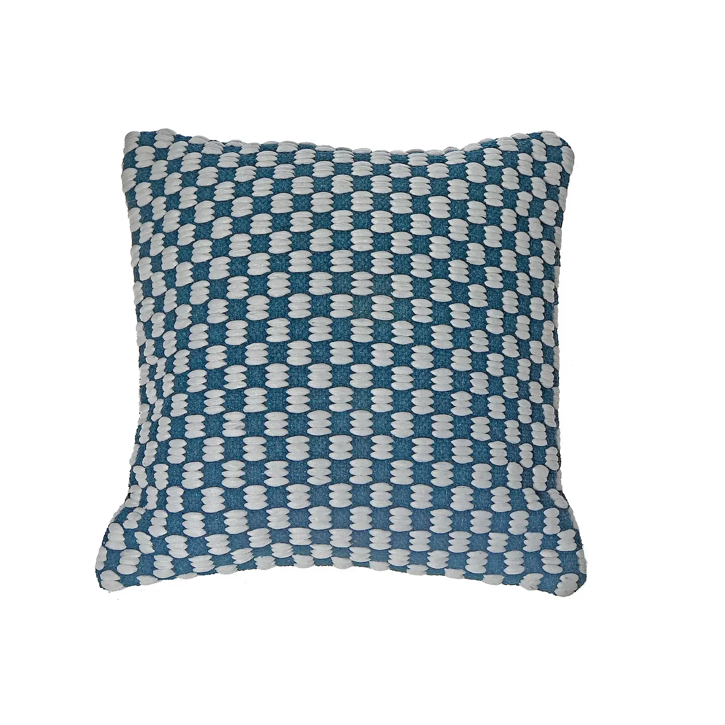 Cotton Handwoven Checkered Cushion - Teal