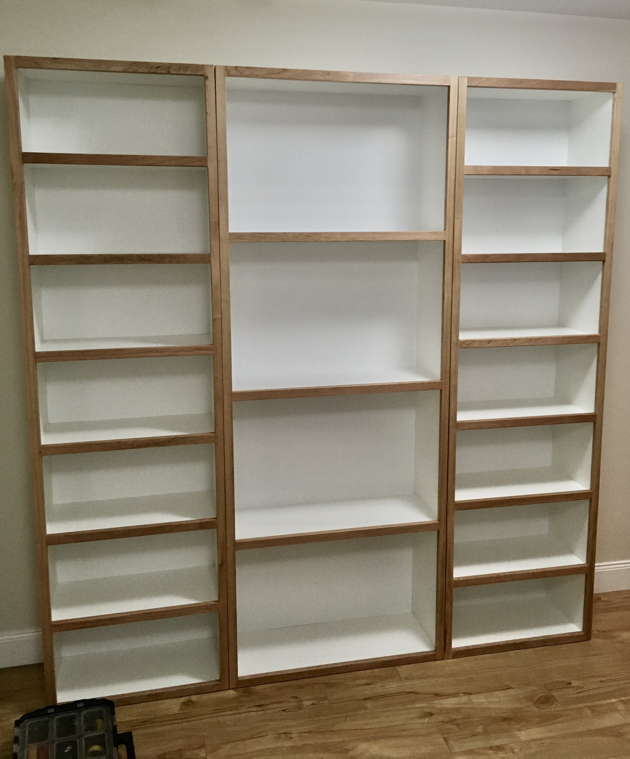 Handmade custom shelving - Canadian Melamine with Solid Walnut Edging