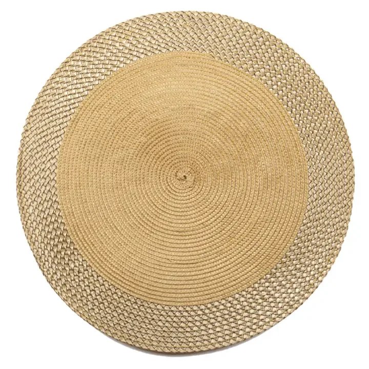 Vinyl Round Placemat with Gold Border