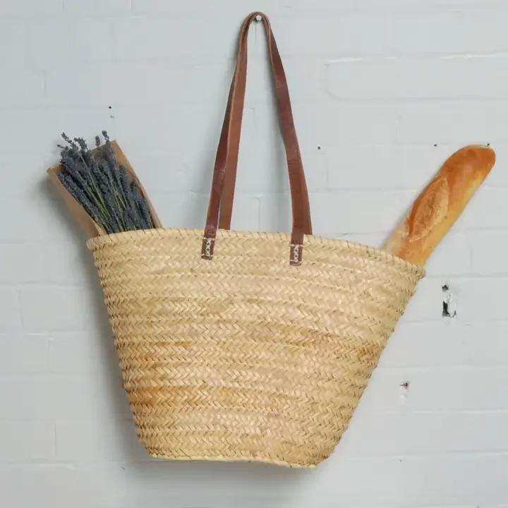 Handmade Moroccan Straw Market Bag