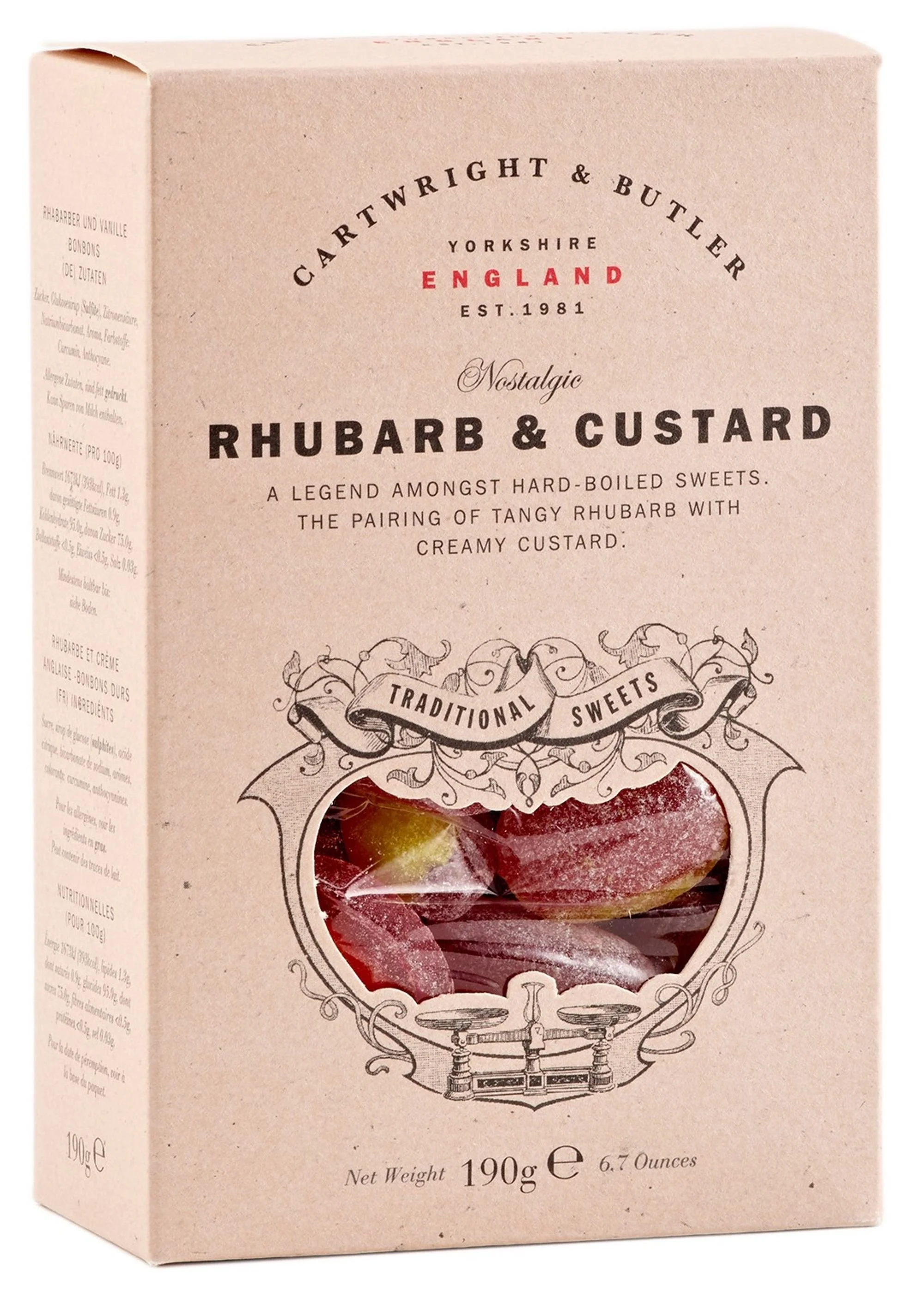 Cartwright & Butler Rhubarb & Custard Traditional Sweets 190g