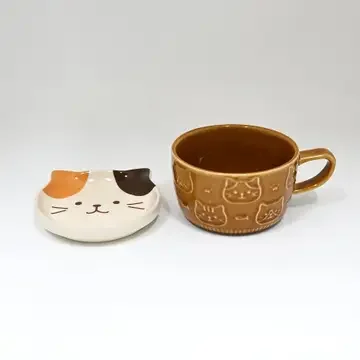 Cat Design Coffee Mug with Saucer Lid - 7oz
