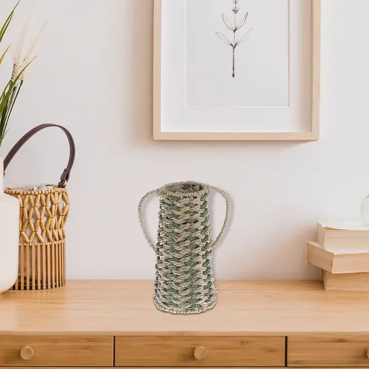 Aria Paper Rope Vase with Handles - Medium